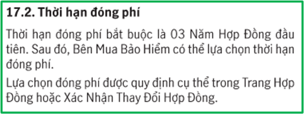 Thời hạn đóng phí bảo hiểm Món Quà Tương Lai Manulife